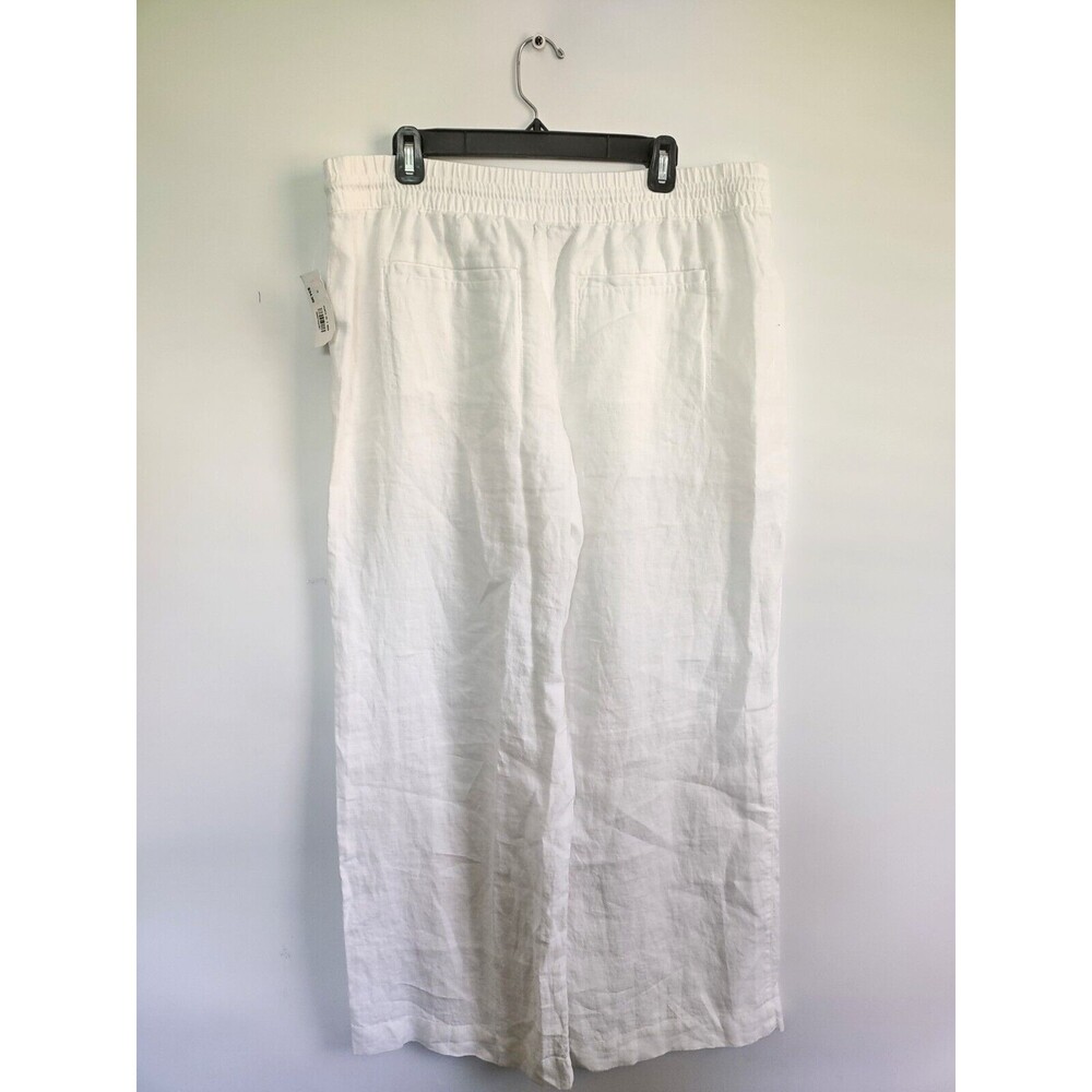 New Athleta Retreat 100% Linen Wide‎ Leg Pants White Size 22 NWT Pull On Travel - Picture 8 of 11